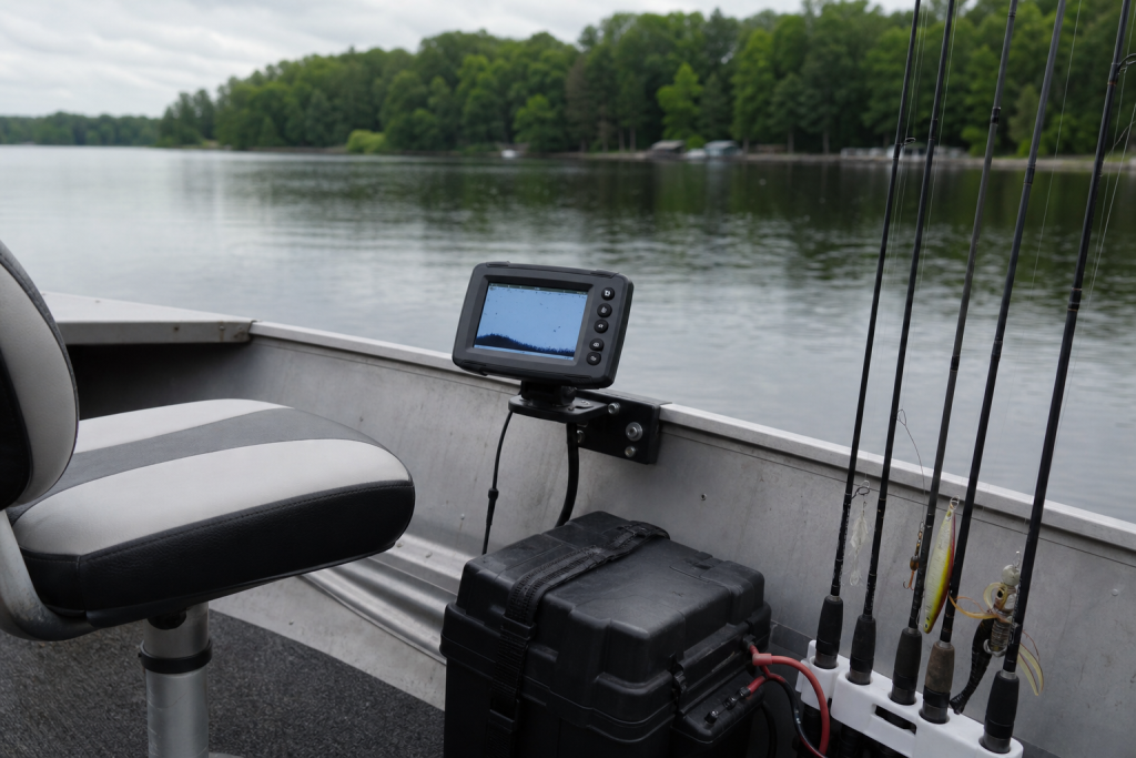 Fish finder on small boat