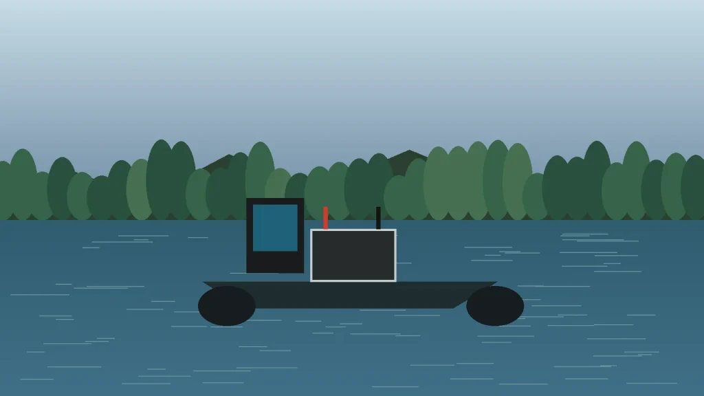 Fishing kayak with a compact fish finder and protected battery wiring